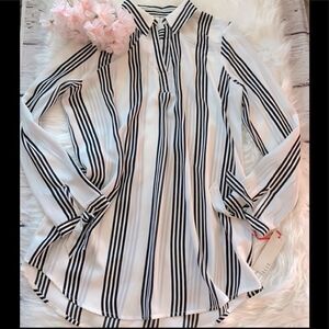 ELLE WOMEN BLACK AND WHITE STRIPES LONG SLEEVES